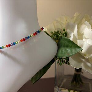 Rainbow Bicone Crystal Anklet Bracelet | Elegant Sparkle | Handcrafted